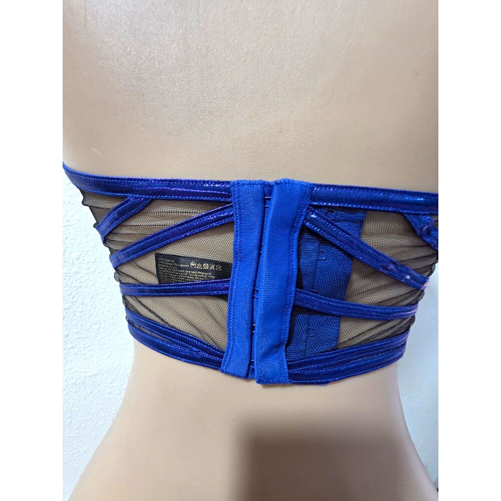 Honey Birdette Purple Sheer Mesh Strappy Bralette Bra Wireless Hook & Eye S